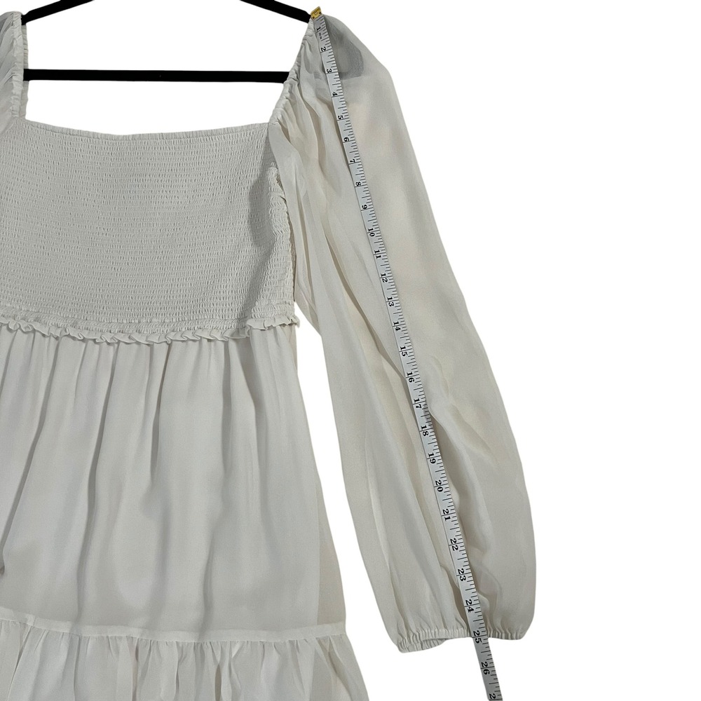 Aritzia Wilfred Tempest White Chiffon Long Sleeve Mini Dress XL Bridal Wedding - Picture 11 of 11